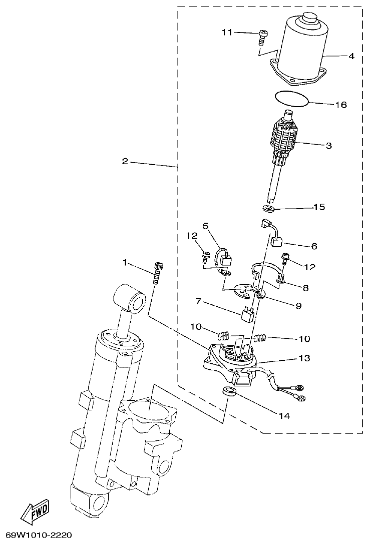 Yamaha FT60B POWER TRIM & TILT ASSY 2 parts diagram